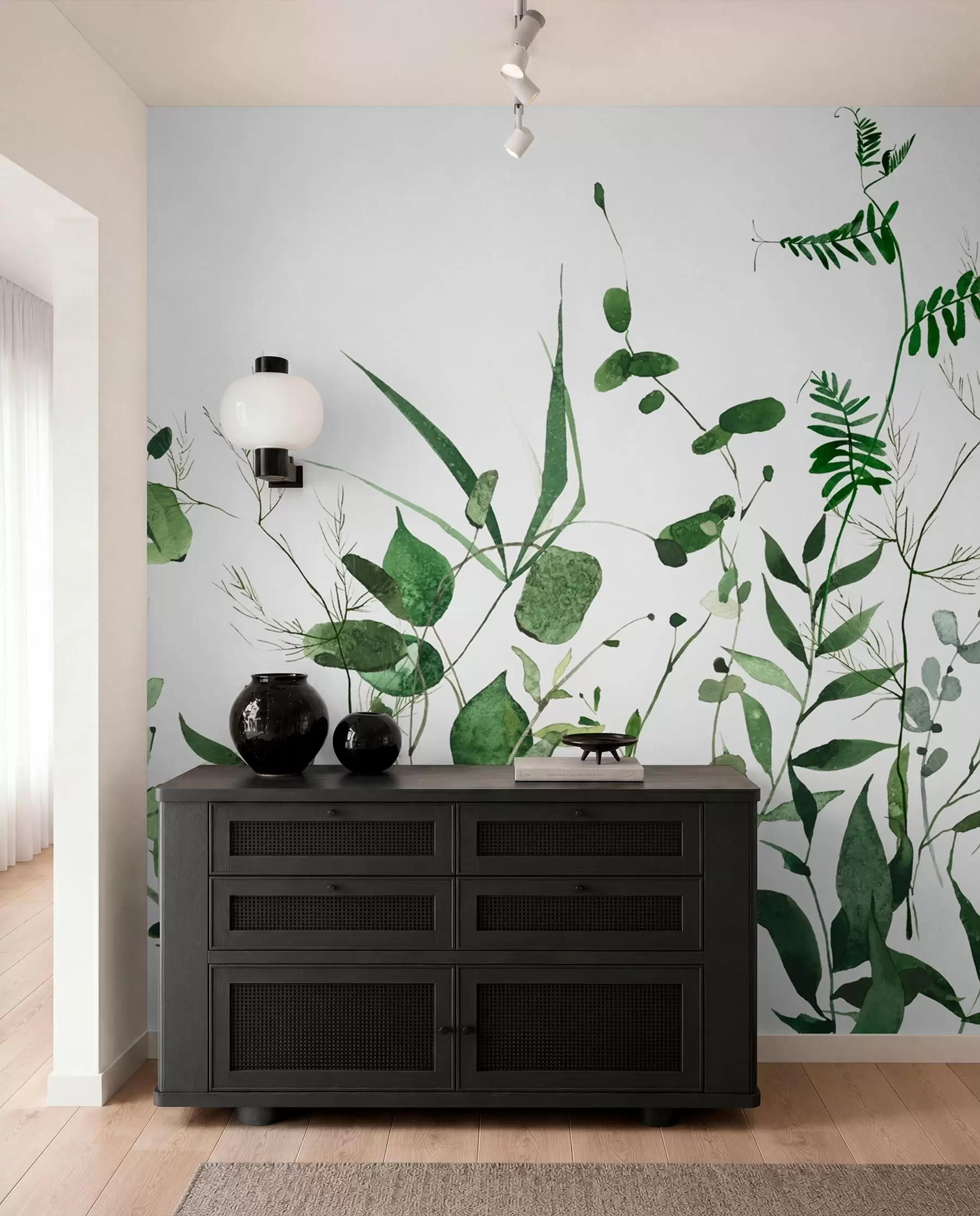 Papier peint Branches sauvages vertes u72395
