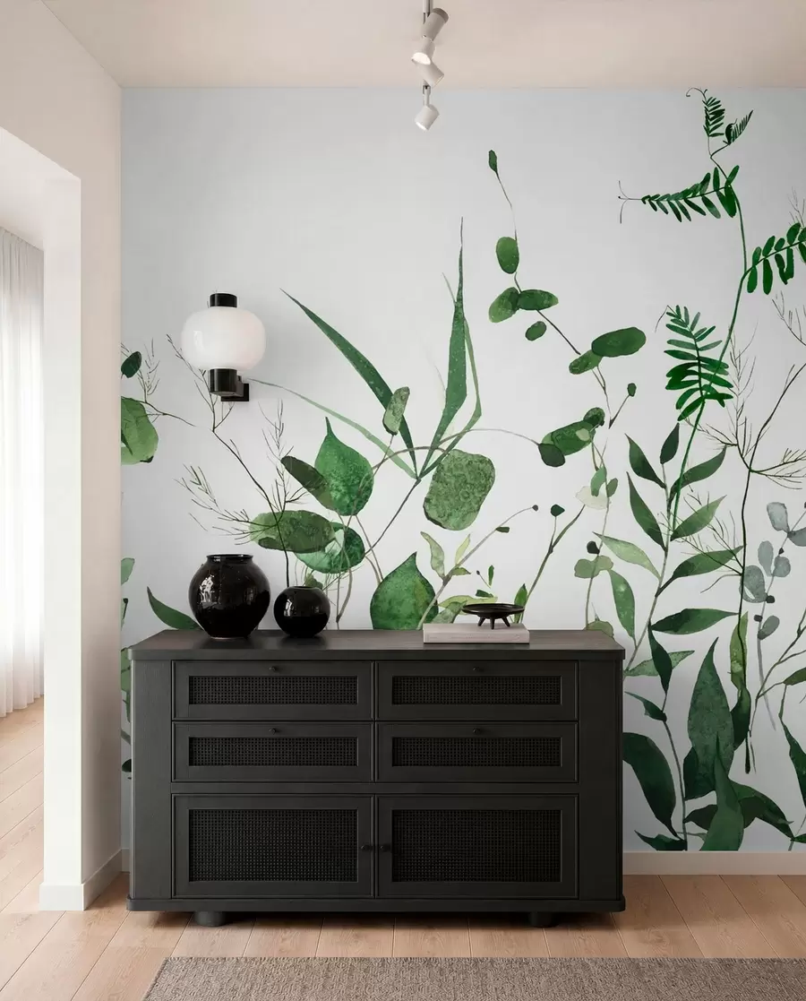 Papier peint Branches sauvages vertes u72395