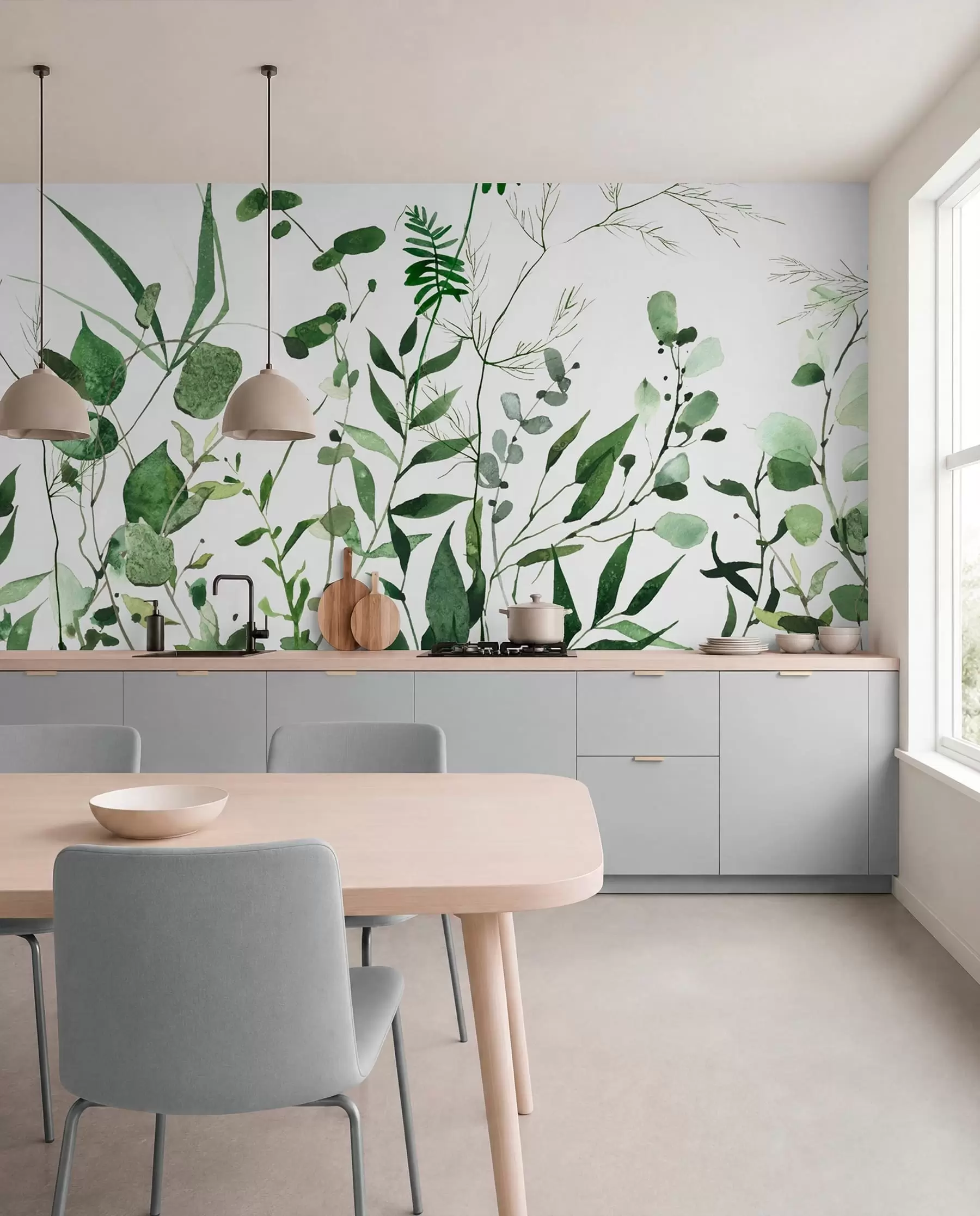 Papier peint Branches sauvages vertes u72395