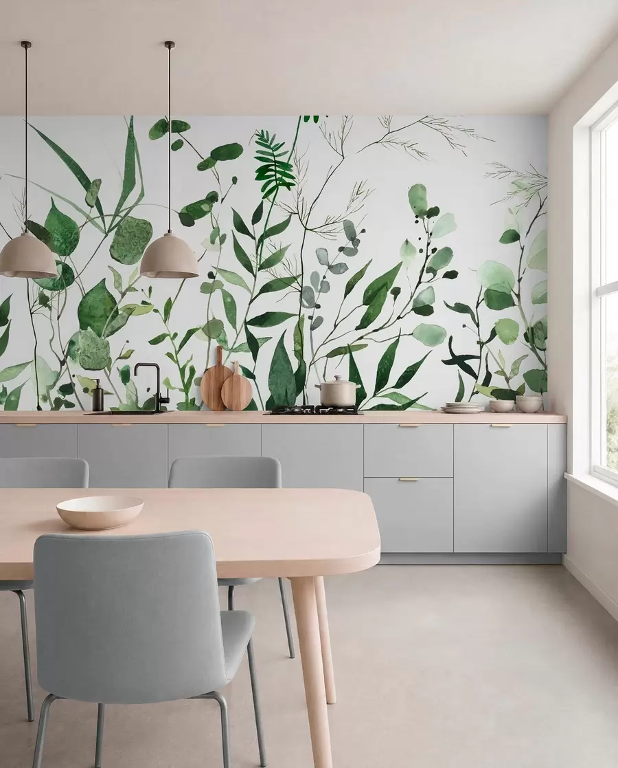 Papier peint Branches sauvages vertes u72395