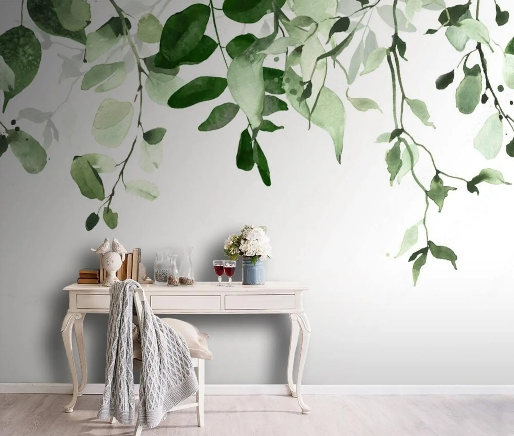 Papier peint Feuilles et branches aquarelles u72397