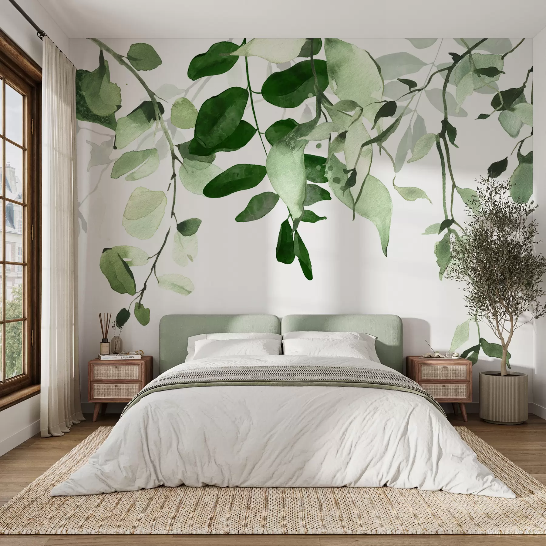 Papier peint Feuilles et branches aquarelles u72397