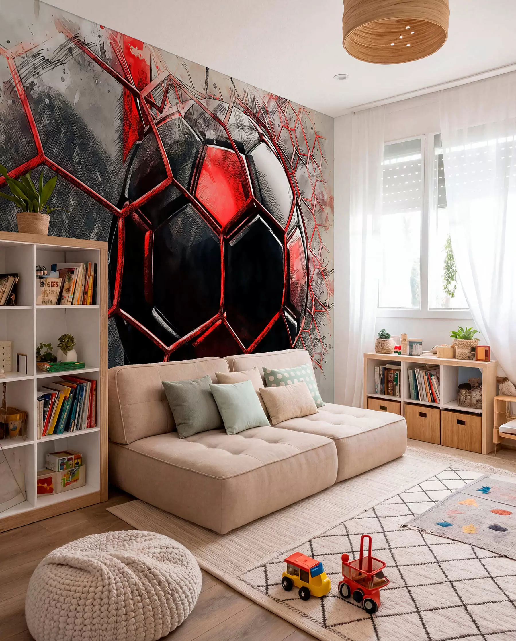 Papier peint Football en mouvement rouge u72803