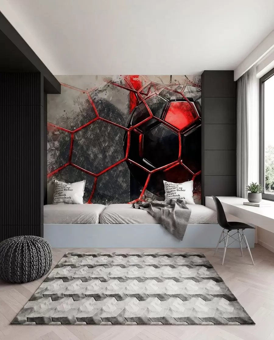 Papier peint Football en mouvement rouge u72803