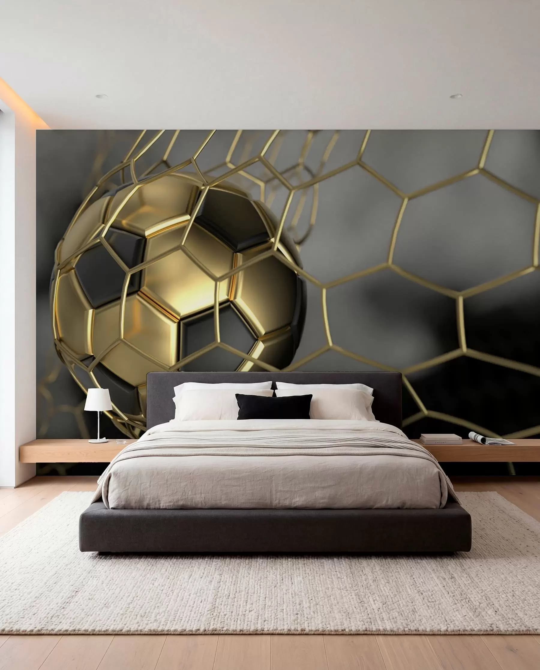 Papier peint Un ballon de football dans le but u73010