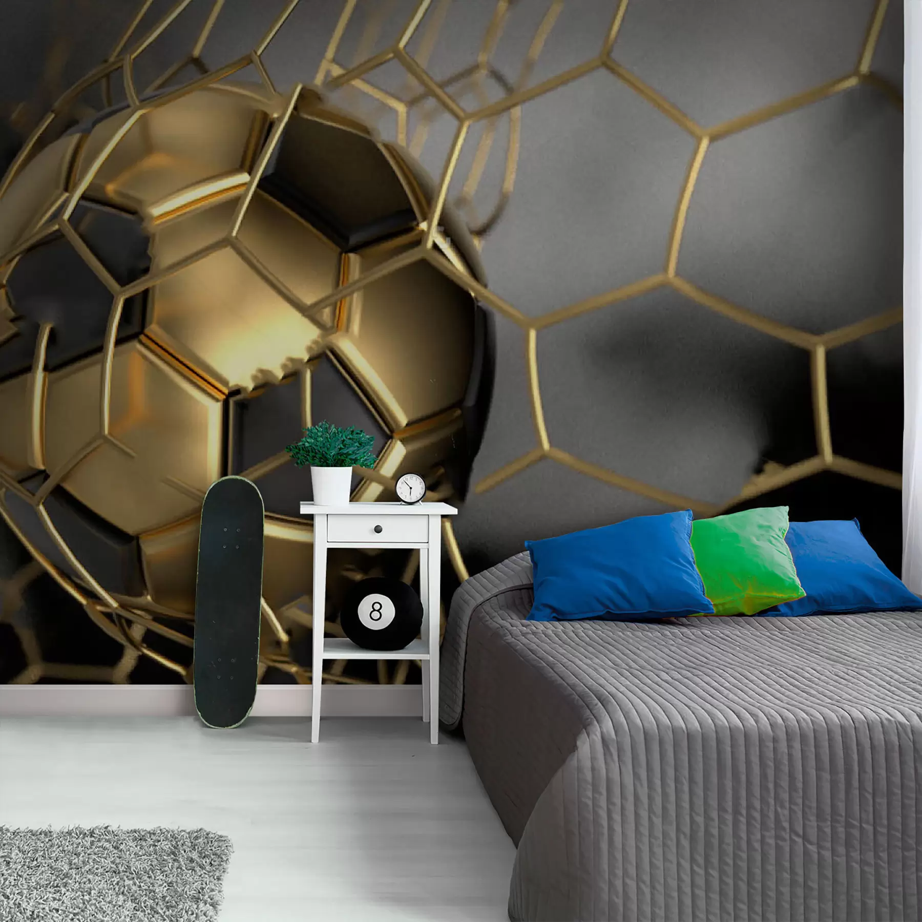 Tableau Un ballon de football dans le but u73010