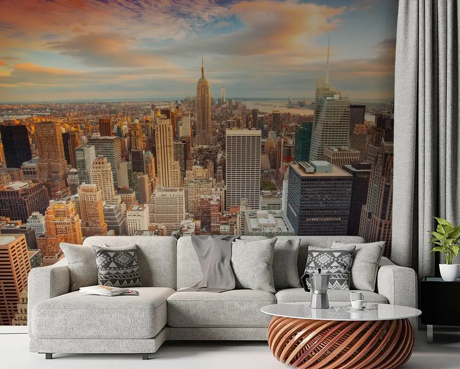 Papier peint Vue d'air au coucher du soleil de New York u80529