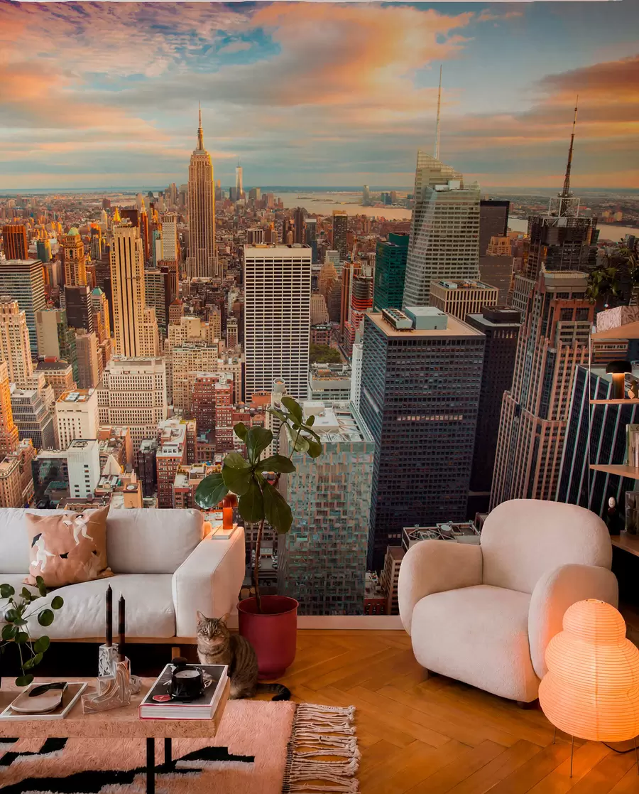 Papier peint Vue d'air au coucher du soleil de New York u80529