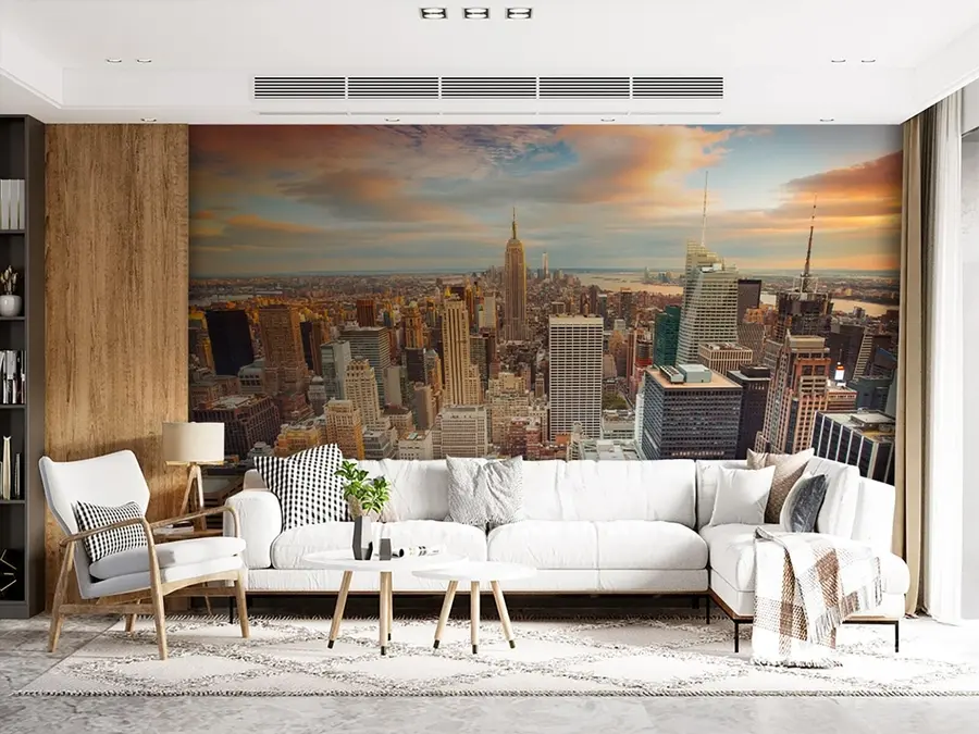 Papier peint Vue d'air au coucher du soleil de New York u80529