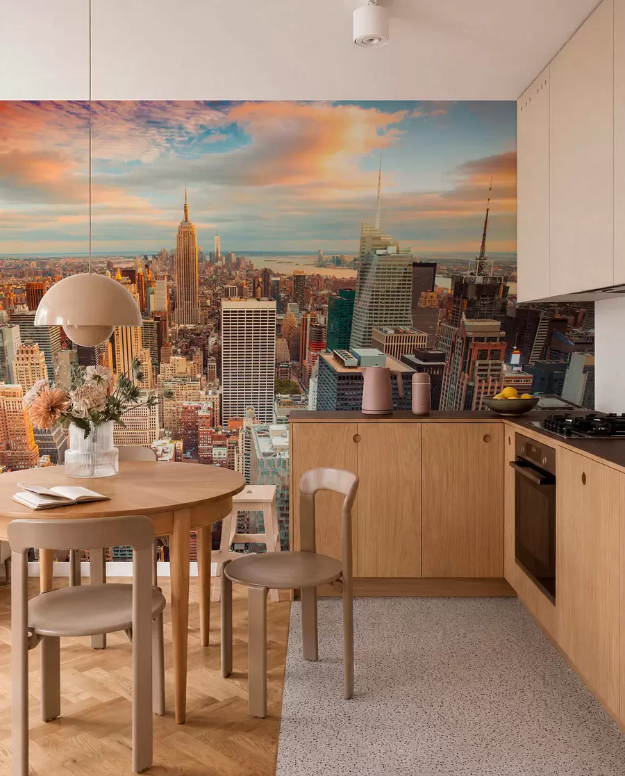 Papier peint Vue d'air au coucher du soleil de New York u80529