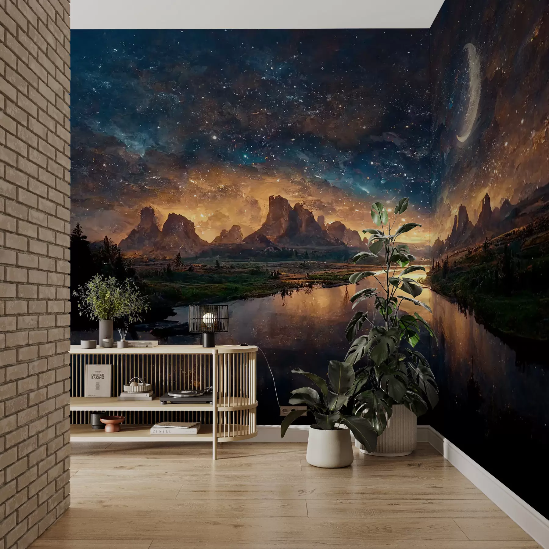 Tapisserie Murale Géante Univers Étoilé - Décoration Plafond/Mur - Multicolore - Polyester