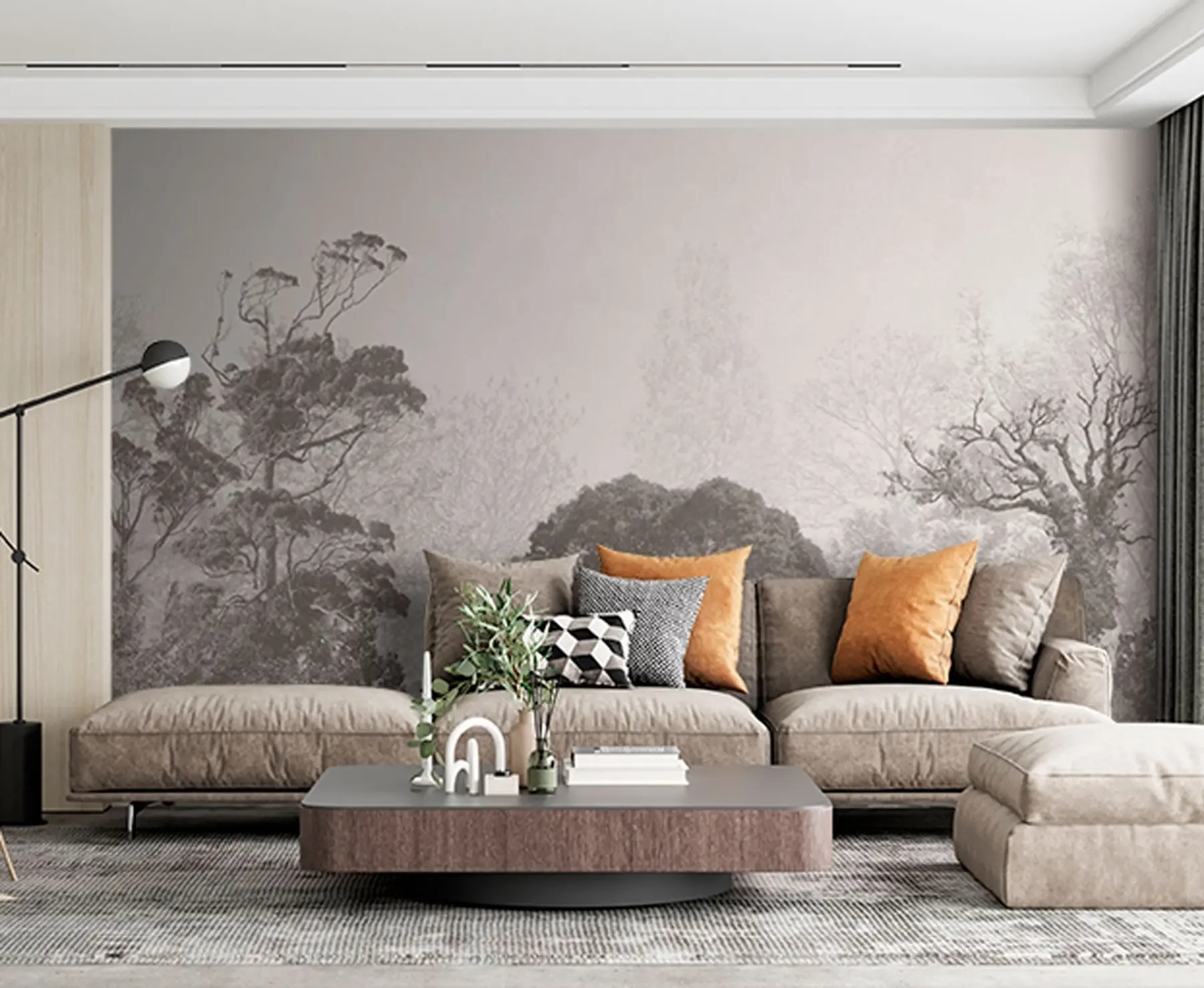 Papier peint Arbres sur le fond du grunge u79824