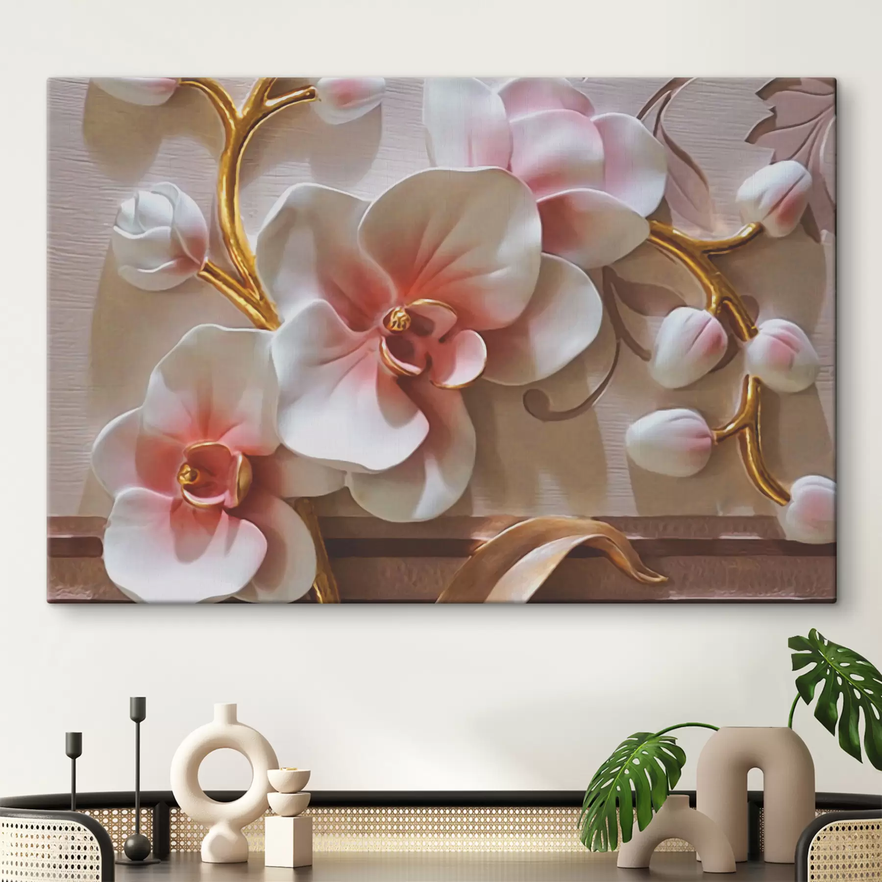Tableau Orchidées aux tiges dorées s03264