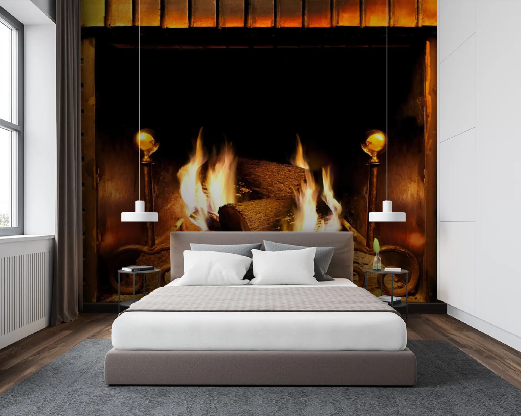 Papier peint Cheminée brûlante u55934
