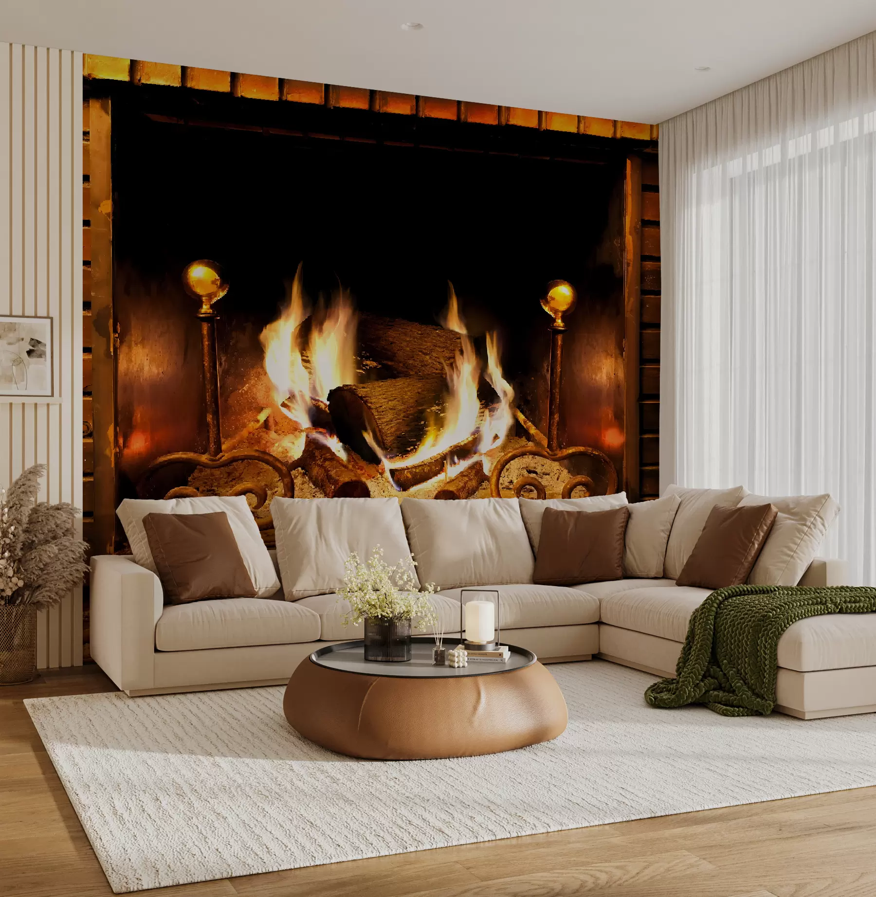 Papier peint Cheminée brûlante u55934