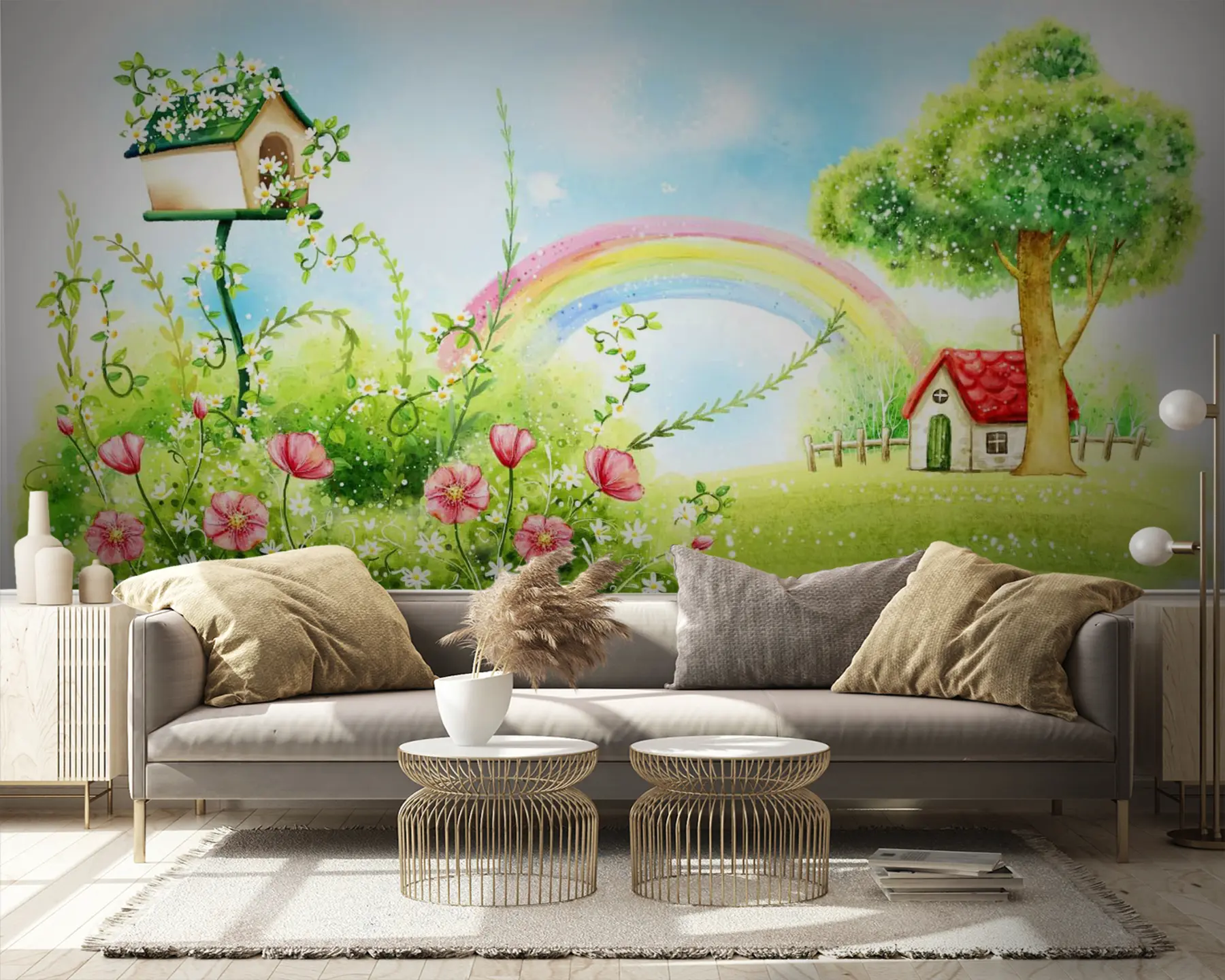 Papier peint Arc-en-ciel, plante et fleur u57050