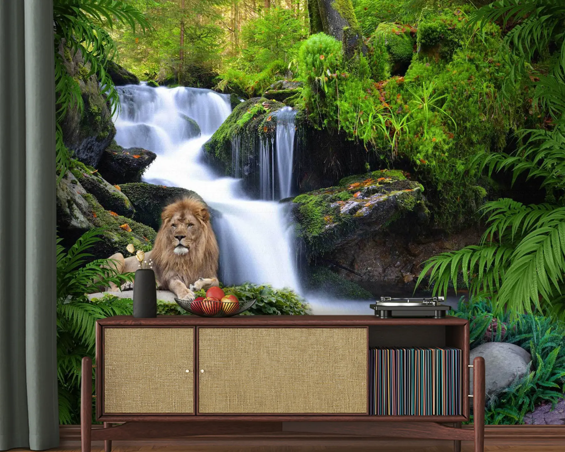 Papier peint Lion à la cascade u62920