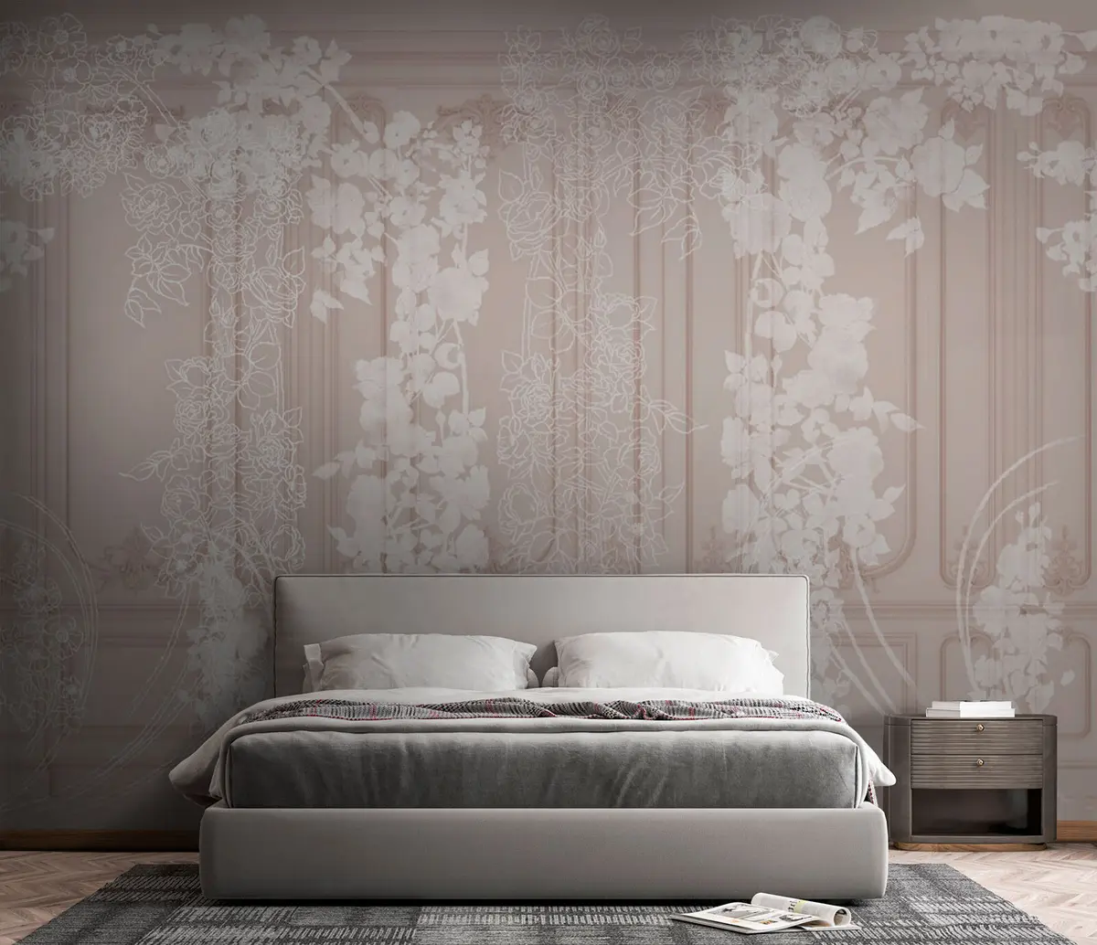 Papier peint Mur Buaseri classique avec des fleurs blanches u73533