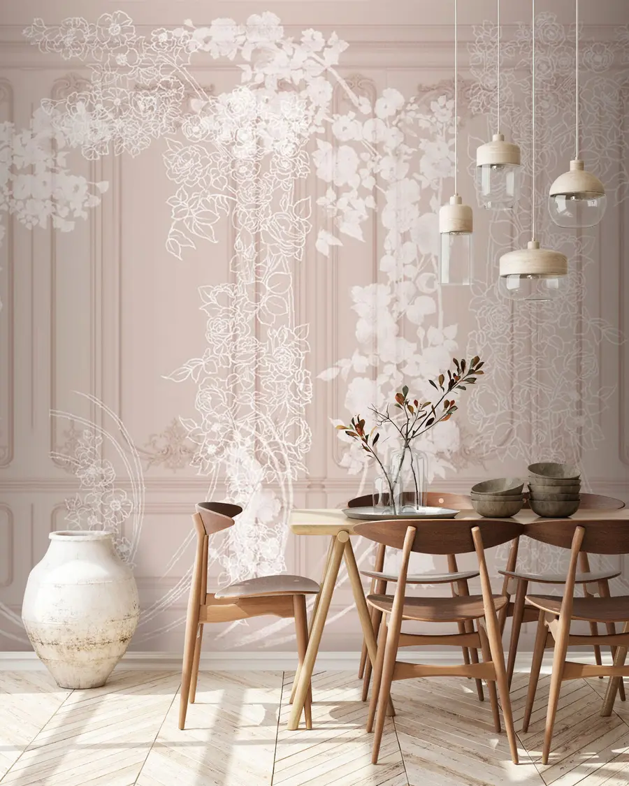 Papier peint Mur Buaseri classique avec des fleurs blanches u73533