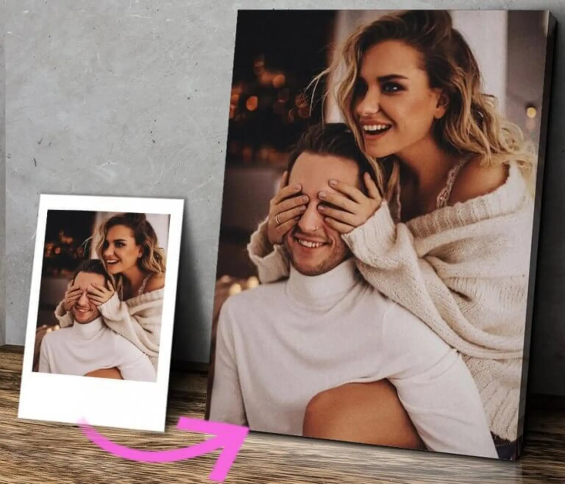 Tableau Sourire, photographie au flash et geste s15727