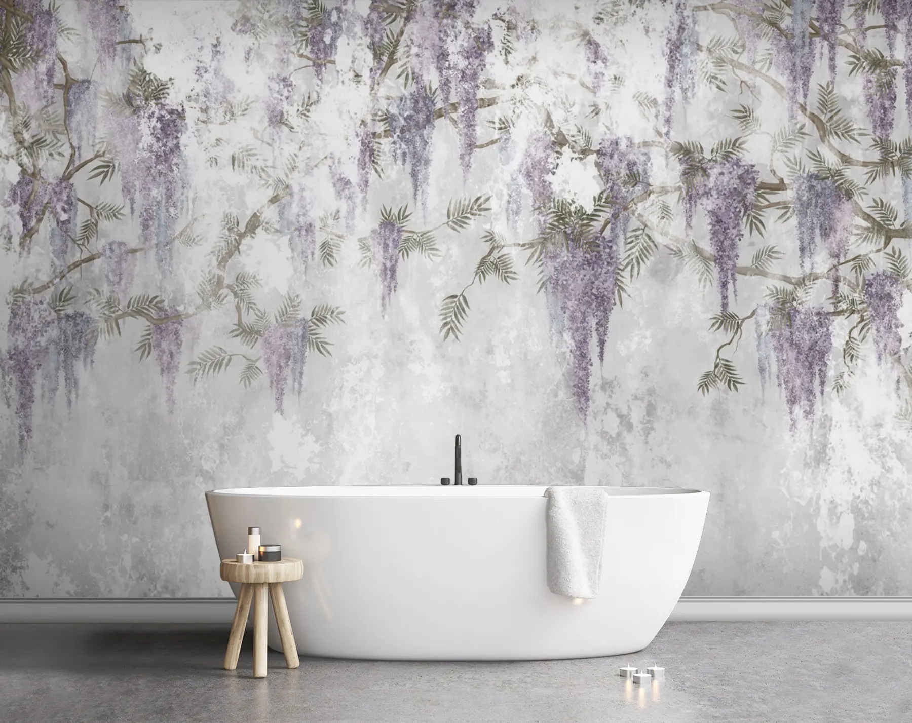 Papier peint Branche de brunge tendance avec des couleurs violettes u73816