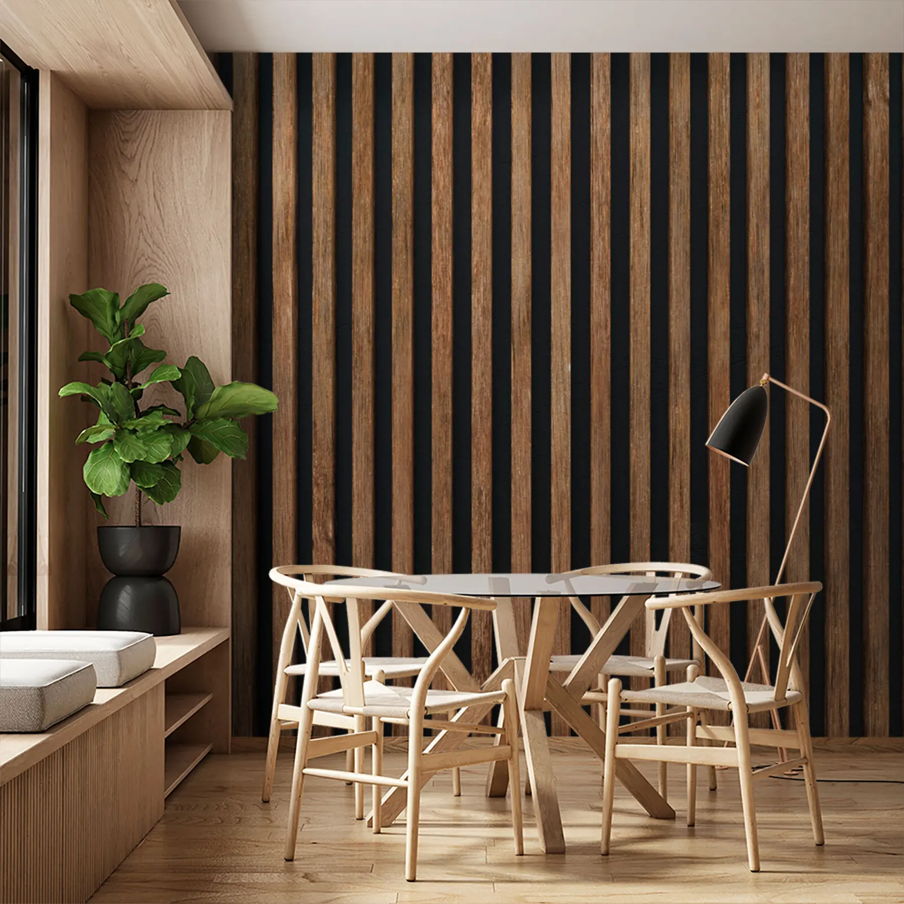 Papier peint Poutres en bois sur fond sombre u73670
