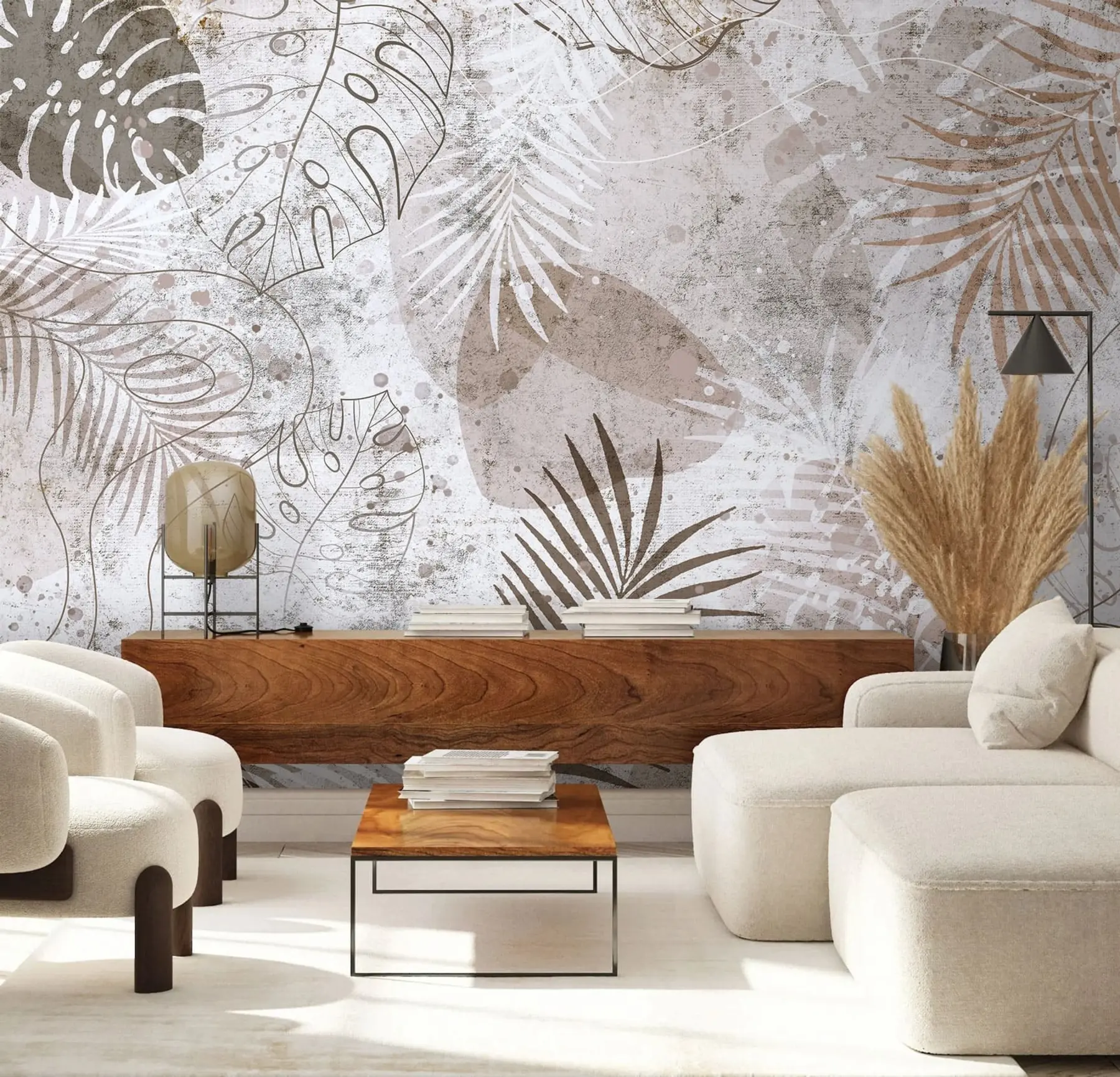 Papier peint Feuilles 3D glamour dans le style grunge u73584