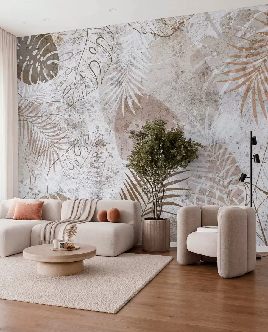 Papier peint Feuilles 3D glamour dans le style grunge u73584