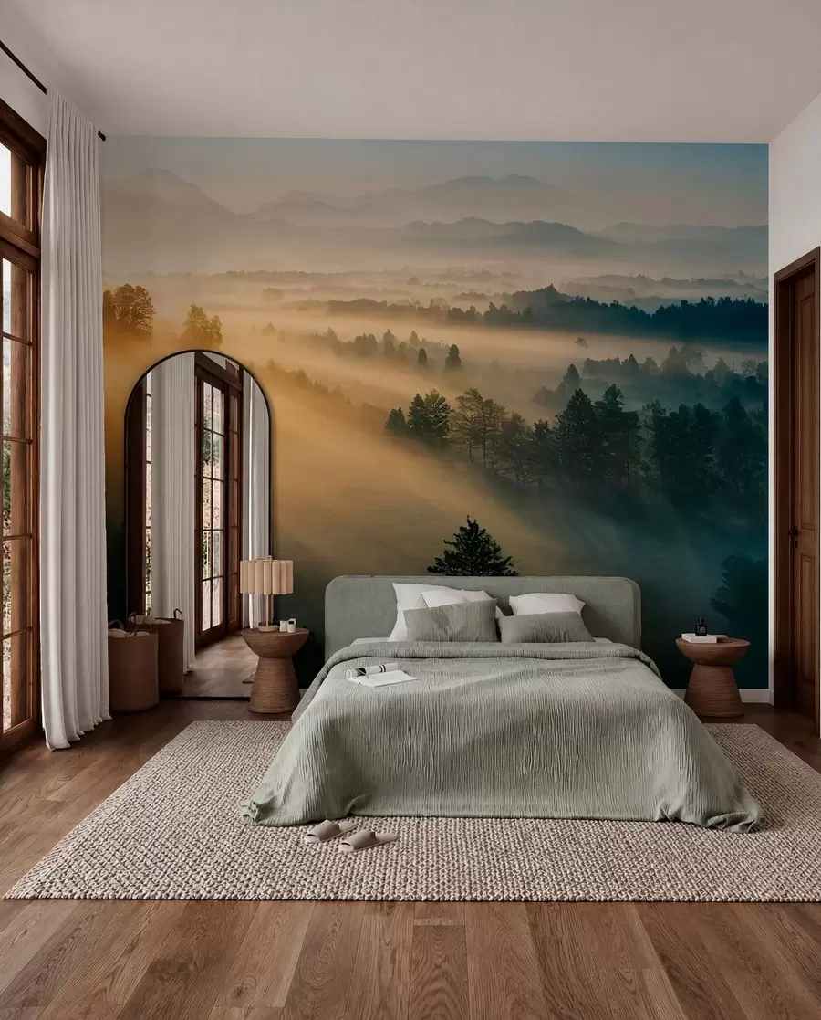 Papier peint Rayons du soleil et de la forêt brumeuse u73864