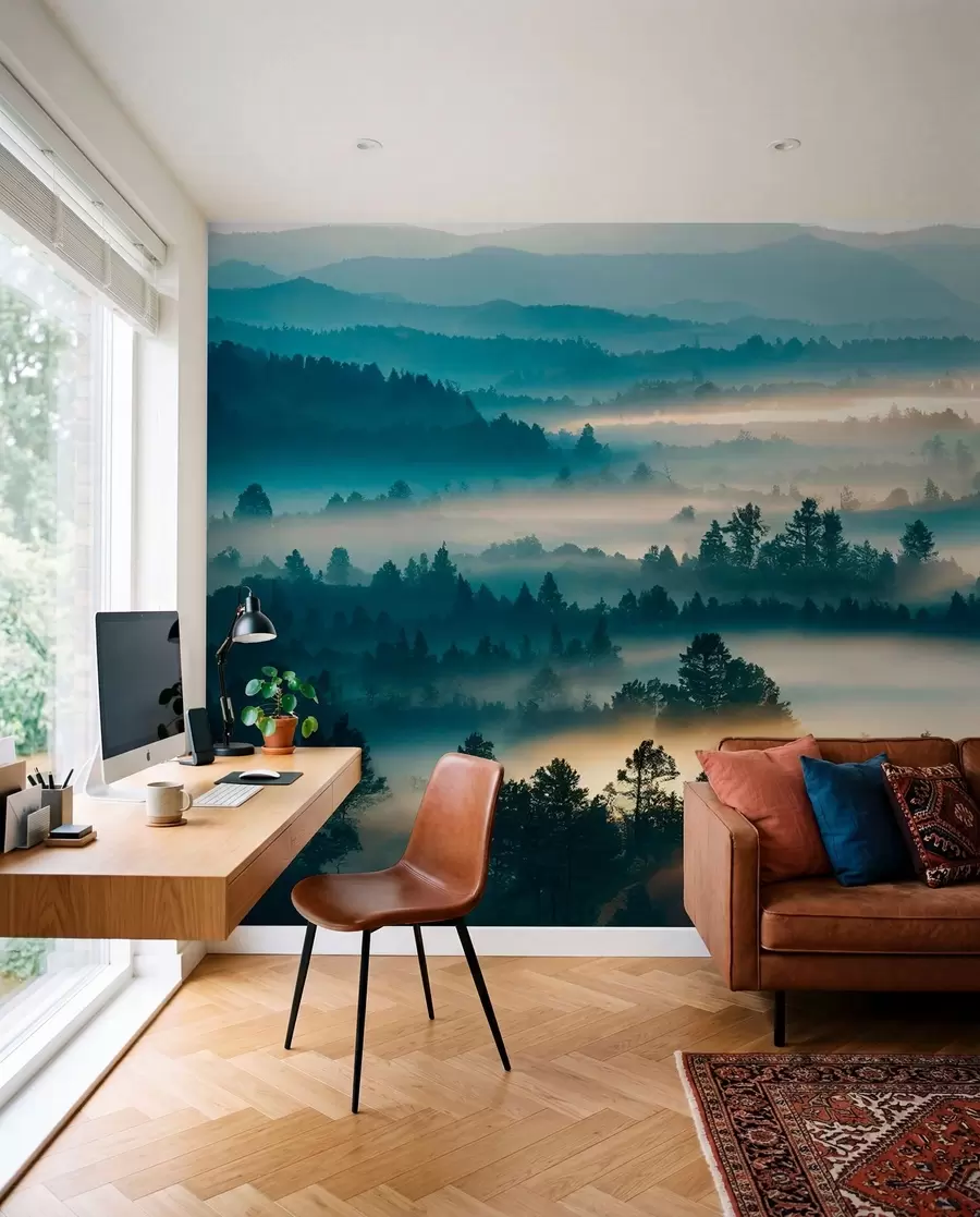 Papier peint Murs de brume dans la forêt u73865