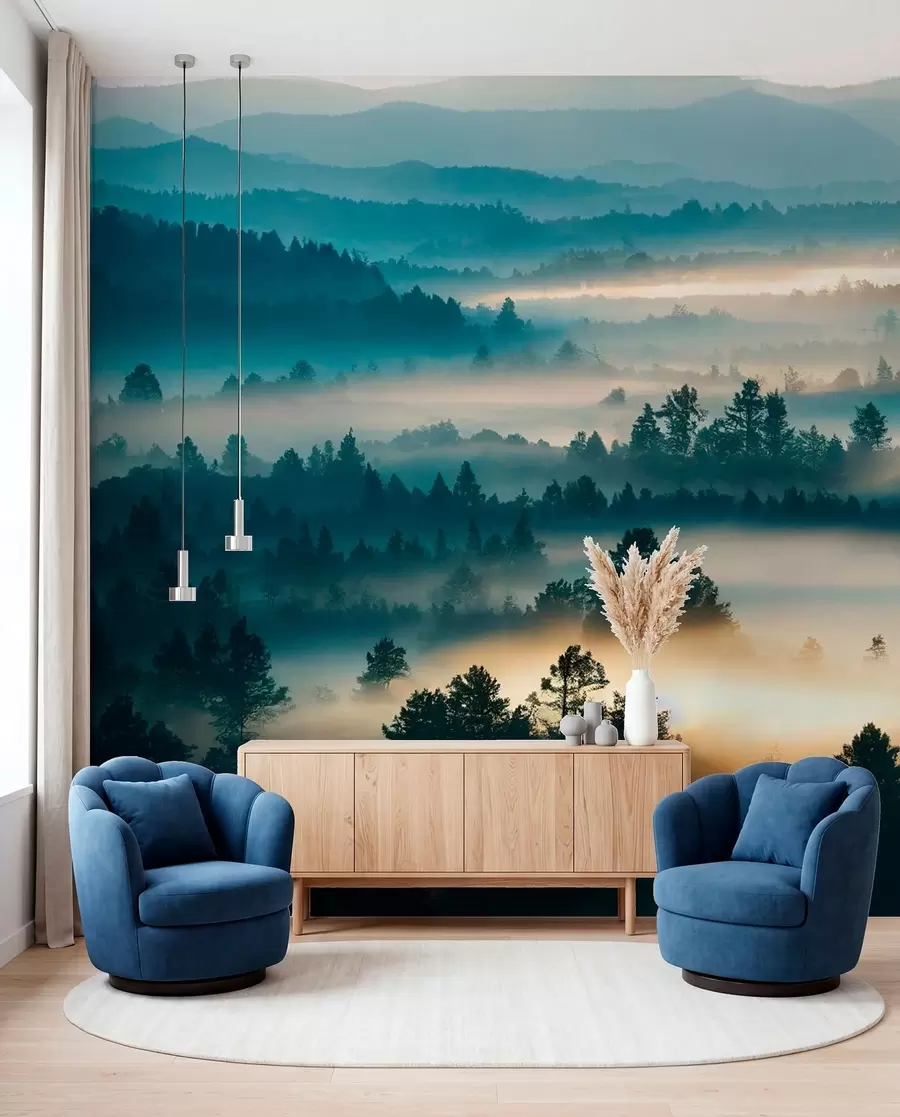 Papier peint Murs de brume dans la forêt u73865
