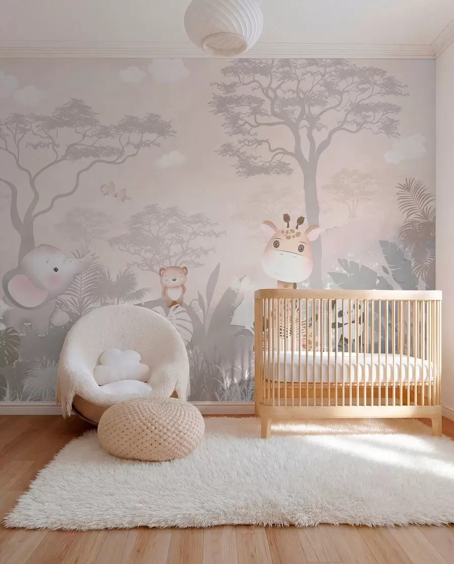 Papier peint Petit safari en rose u73878