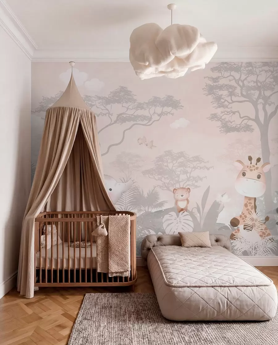 Papier peint Petit safari en rose u73878