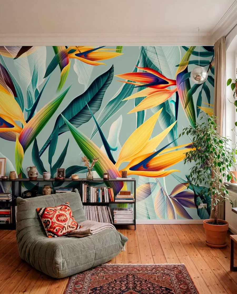 Papier peint Tendance des plantes tropicales et des feuilles de couleur vive u73960