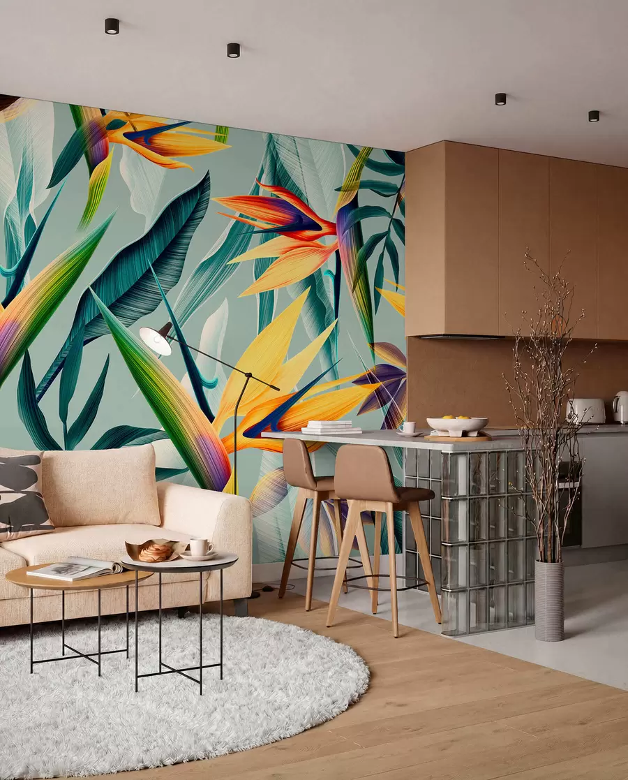 Papier peint Tendance des plantes tropicales et des feuilles de couleur vive u73960