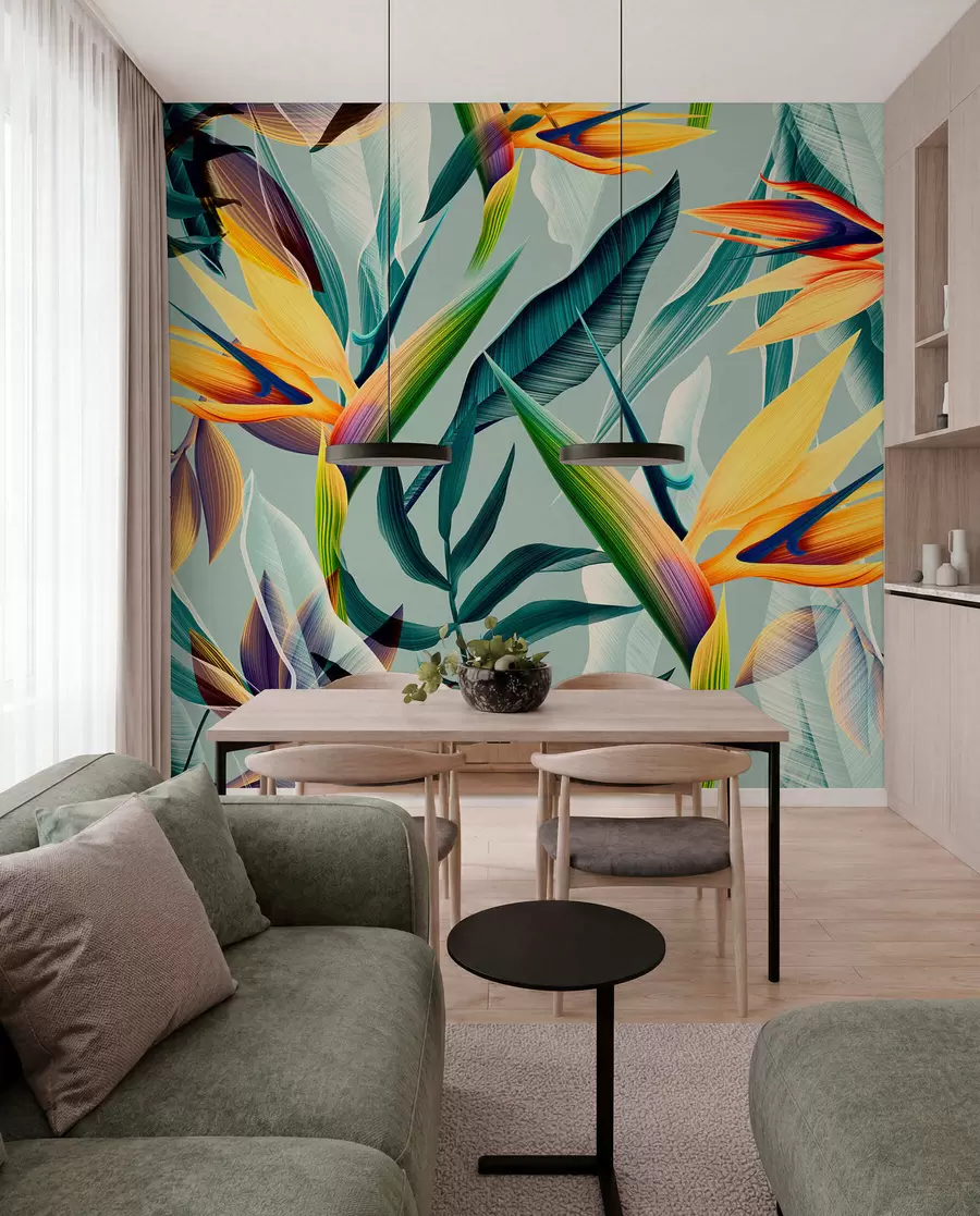 Papier peint Tendance des plantes tropicales et des feuilles de couleur vive u73960