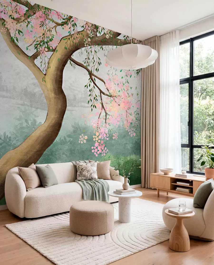 Papier peint Arbre en fleurs sur la colline u93587