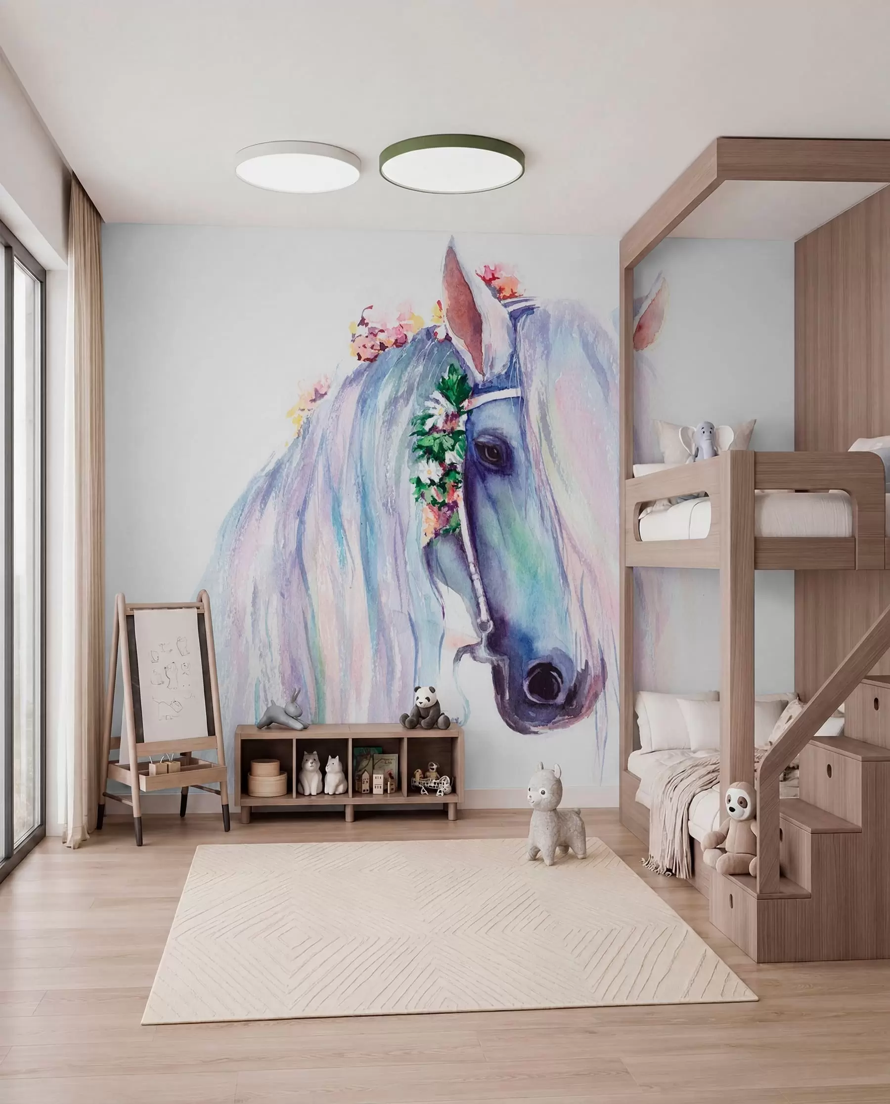 Papier peint Cheval à la crinière pastel u93591
