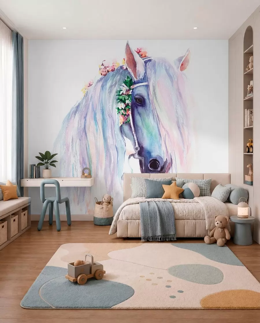 Papier peint Cheval à la crinière pastel u93591