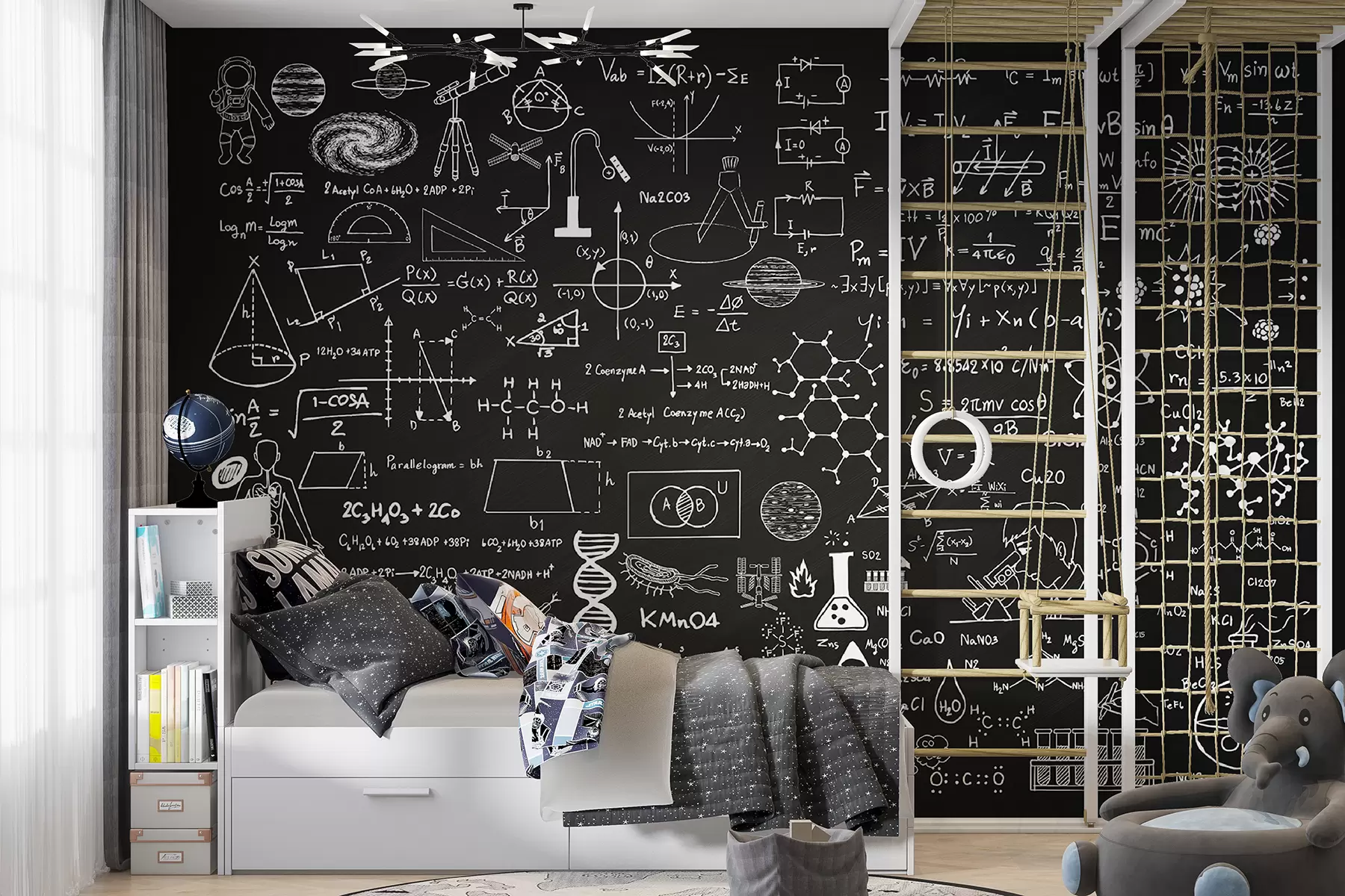 Papier peint Effet de la lavagne avec des motifs scientifiques u93593
