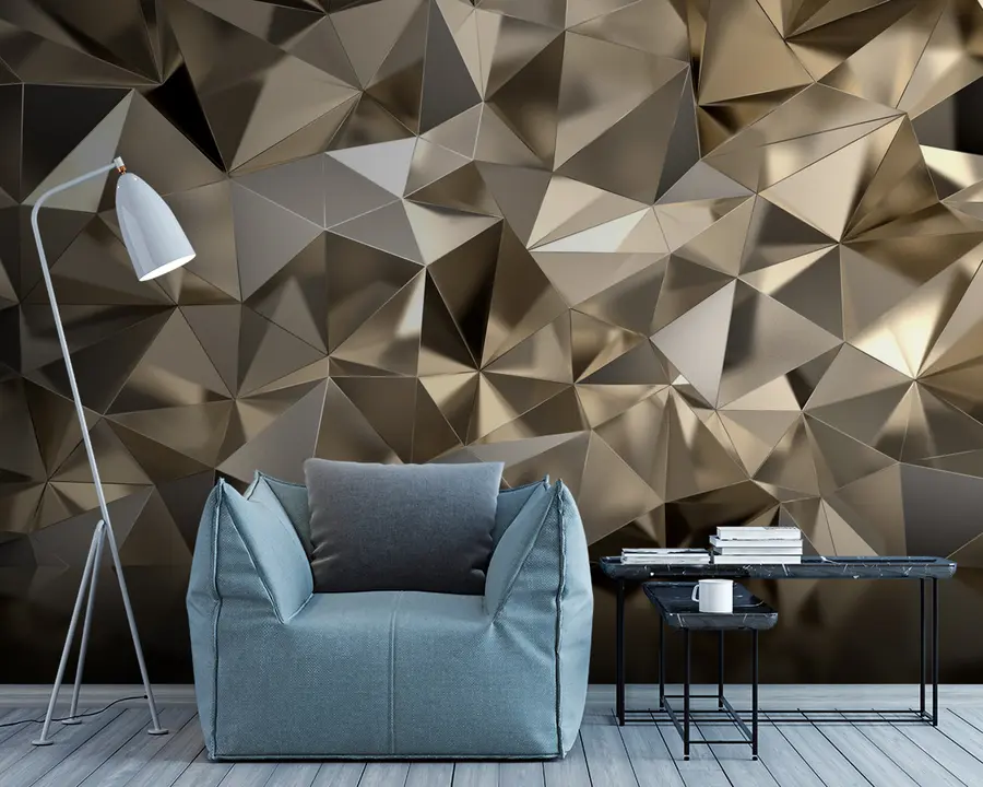 Papier peint Marron, triangle et gris u93417