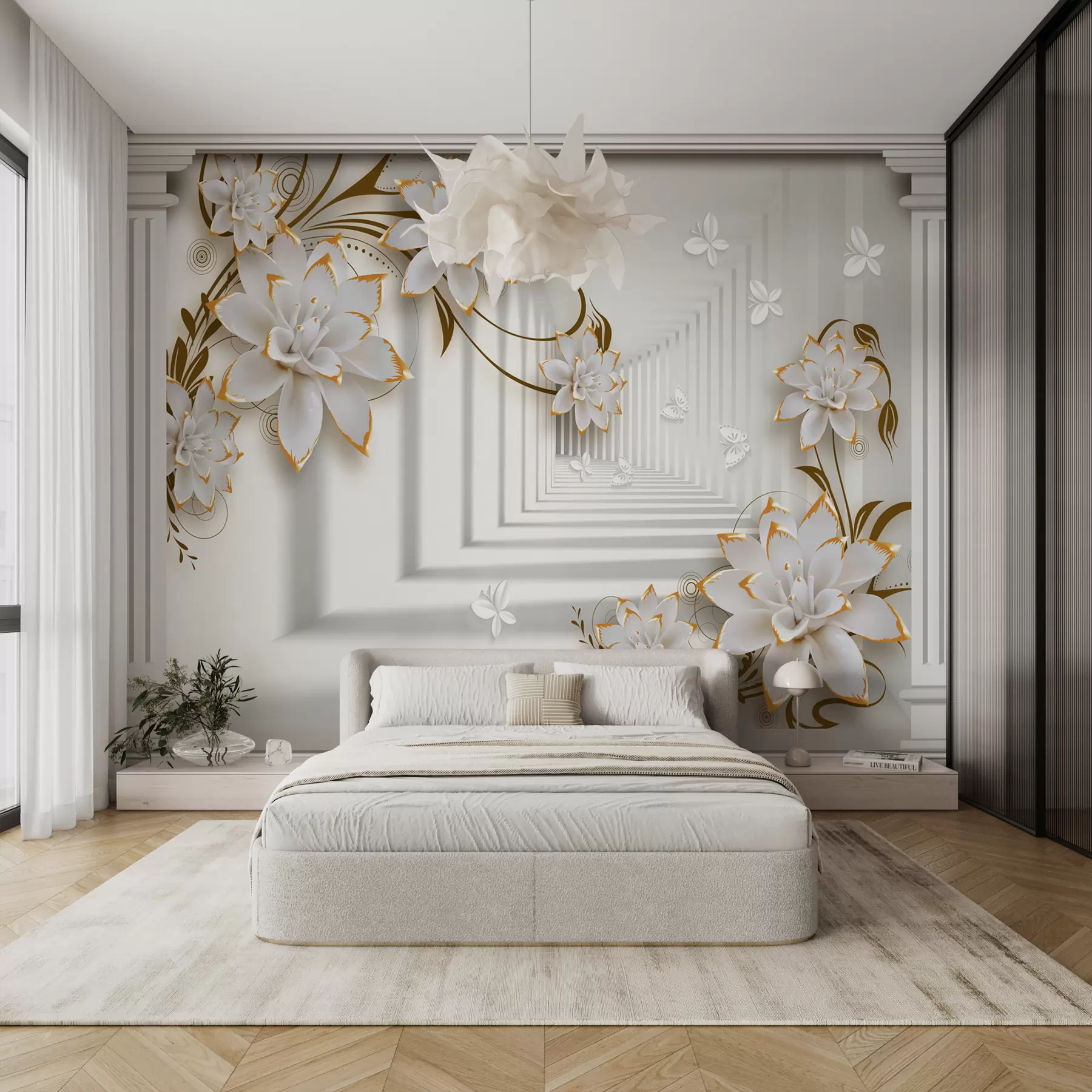 Papier peint Fleurs et colonnes u93693