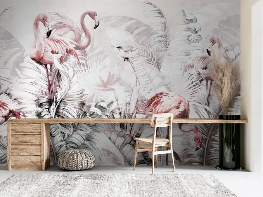Papier peint Flamants roses sous les tropiques u73919