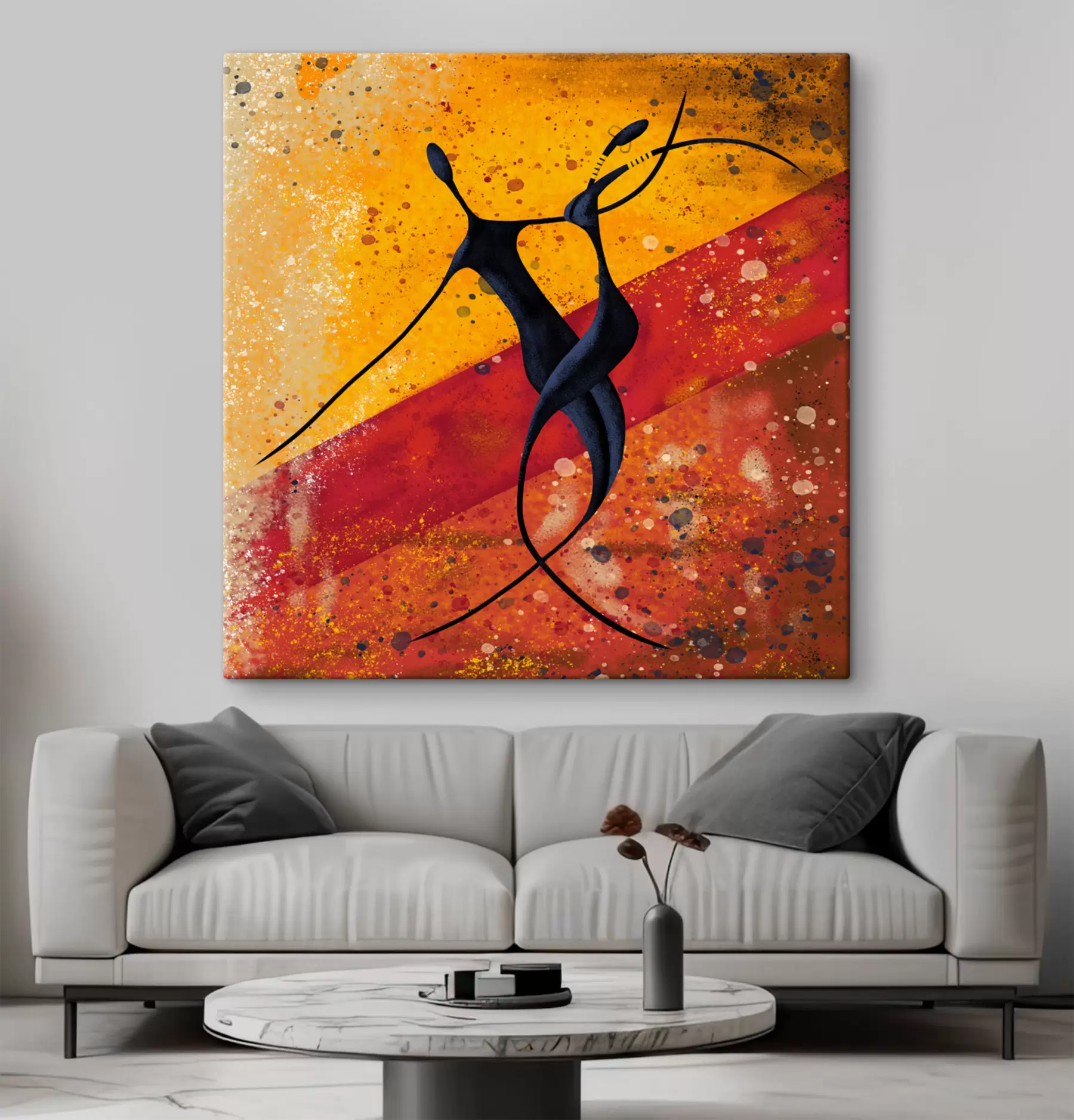 Tableau Danse de la silhouette, style africain s28768