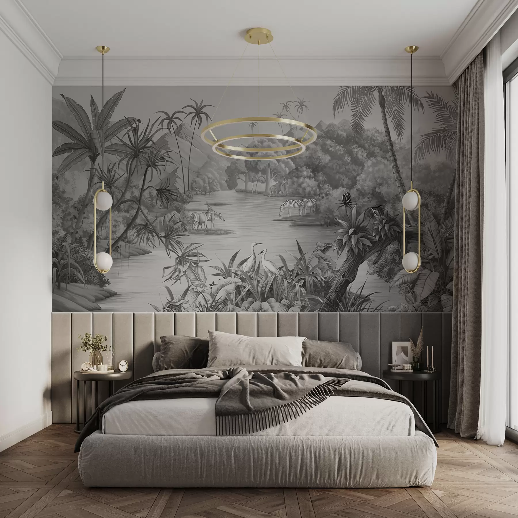 Papier peint Tropiques en noir et blanc u59040