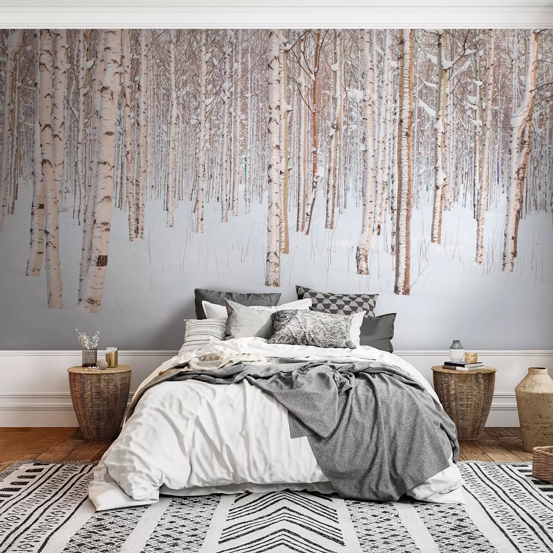 Papier peint Forêt de bouleau dans la neige u74232