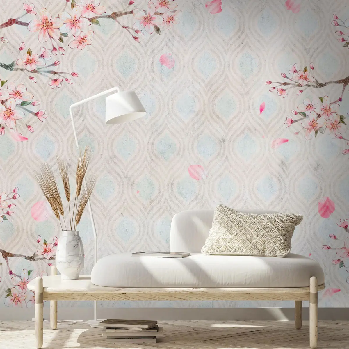 Papier peint Fleurs de sakura en style vintage u74383