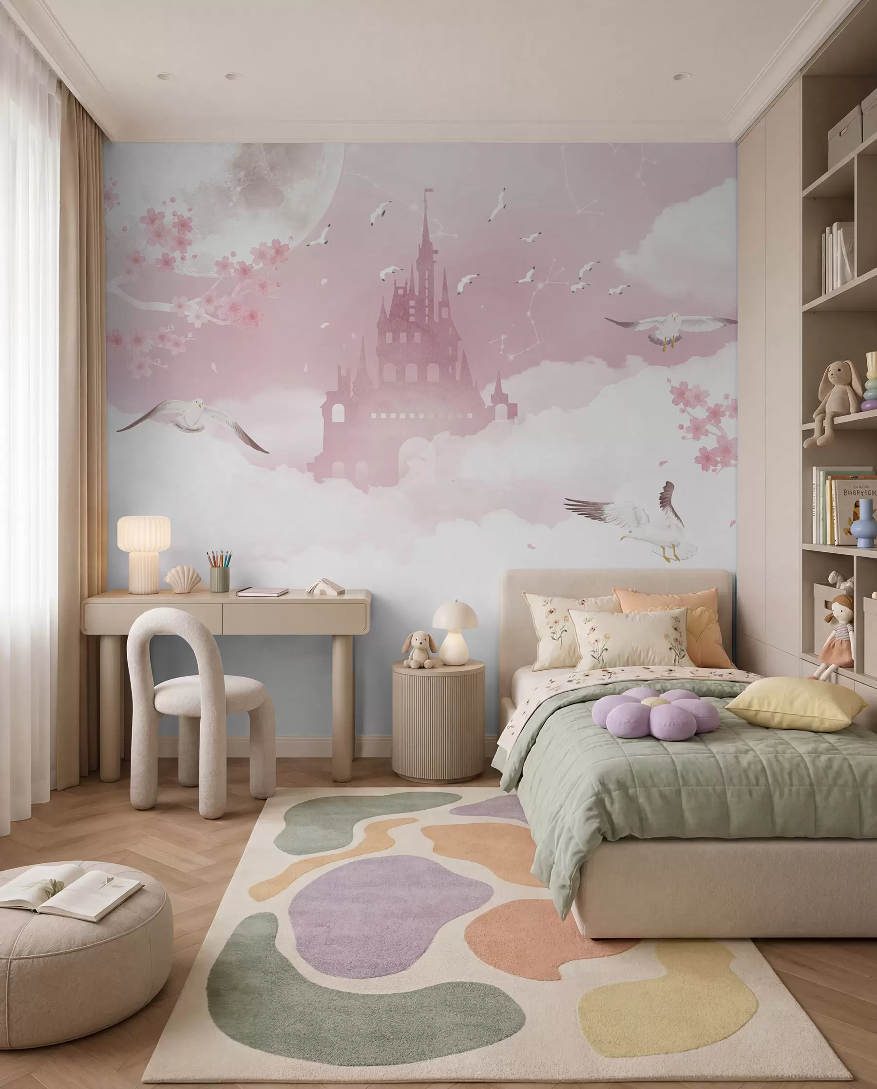 Papier peint Château dans les nuages roses u41232