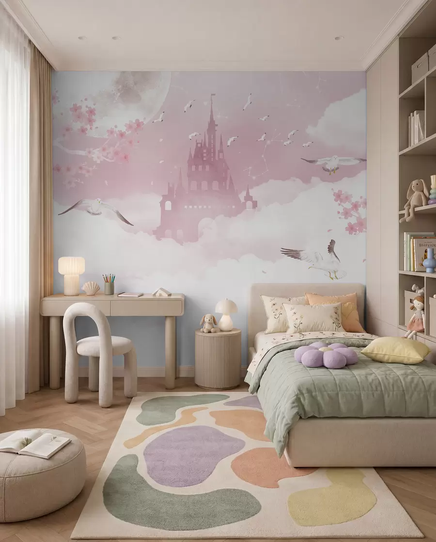 Papier peint Château dans les nuages roses u41232