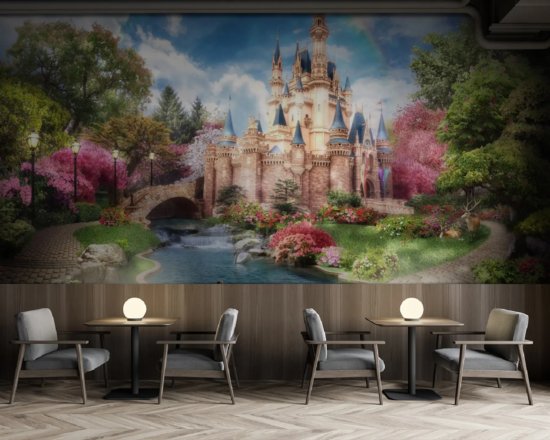 Papier peint Arc-en-ciel sur le château de conte de fées u61850 buy France - Uwalls.fr Papier peint Arc-en-ciel sur le château de conte de fées u61850